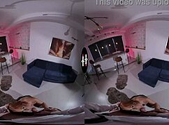 Redhead in dark room VR blows candles with shaved pussy in POV