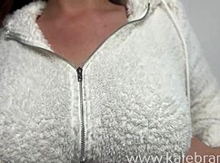 mommy teases with her tits while giving jerk off instructions?