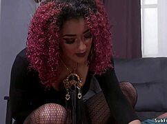 redhead ebony pegging tattooed guy, bondage and domination