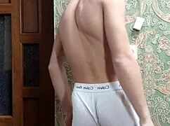 flex skinny boy in underwear