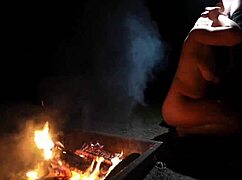 I feel so aroused sucking his big cock naked in the forest.