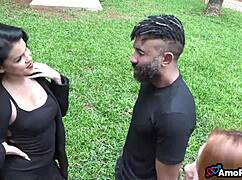 my ex-wife in part 2, getting fucked in a threesome with big cocks and lingerie