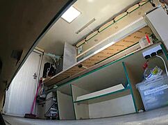 i tol this dum bitch to wear a mini skirt as a hostess and clean the food truck after work but she has no idea about the hidden camera under her ass