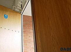 young czech brunette teen massages with father-in-law for fun