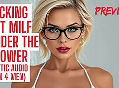 wanna feel this hot milf's pussy creampie you hard in steamy shower?