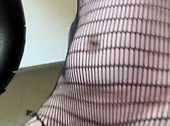 athletic brunette milf in fishnets does sexy fetish workout at home 💪🔥