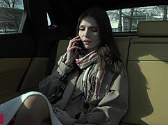 skinny babe bent over for double penetration threesome with driver and servant pounding shaved pussy