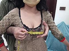 PAKISTANI BEAUTY GETS FITTED AT TAILOR SHOP