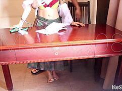 stepdad fucks filipina petite teen ass while she moans over homework!