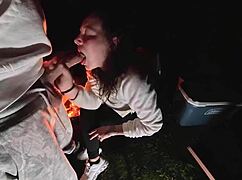 wife bends over big ass for sneaky doggystyle pounding at public campsite