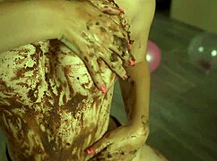 petite brunette cheerleader crushes cake on her perfect ass and tiny tits in lingerie