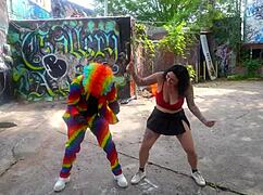josie jaxxon sneaks off on atlanta trip cheating with gibby the clown's big black cock doggystyle