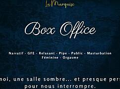 french babe gives gentle bj at box office. public gfe dirty talk 😘💦