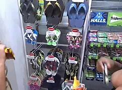 Market manager and helper bareback two broke whores' pussies as payment for unpaid groceries.