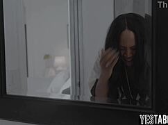 Curvy ebony spider woman in costume devours neighbor's monster cock during wild threesome romp