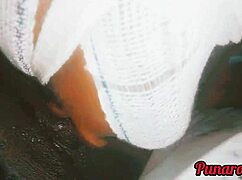 sexy nurse drains patient's cum all over her tits