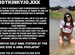 Hotkinkyjo fists her own ass at lakeside with prolapse tease