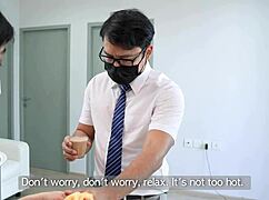 super cute indian tea maker girl in costume roleplay with boyfriend homemade fun 😉👩🏽‍🍵