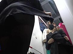 a hidden cam catches gorgeous ass legs in pantyhose then peeks skirt public store