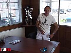 wild milf i mean pushes cum outta ass after bend over anal in threeway