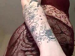 chubby big tits slut strips see-through bra then squirts hard on vibrator in homemade tease