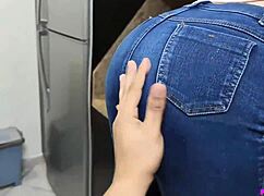 Home Alone with Delicious Brunette Friend Bent Over in Pigtails for Rough Doggystyle