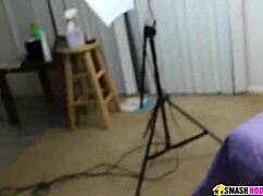 mature ebony teases oiled ass in backstage anal play