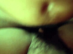 uh missionary with my cock gettin hard rubbin on her hairy pussy lips