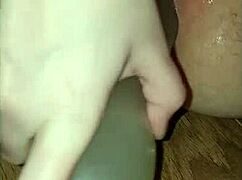 pov teen squats huge dildo fucking till she squirts cum hard