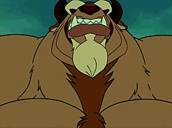 beast bodybuilder flexes furry muscles in epic growth pump