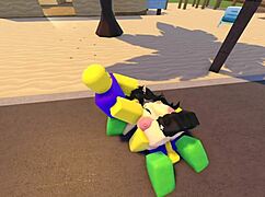 Emma's big tits bounce in street gangbang doggystyle pounding