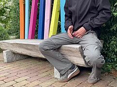 craving that handjob from a chubby mature milf flashing her huge natural tits and hairy wet pussy outdoors?