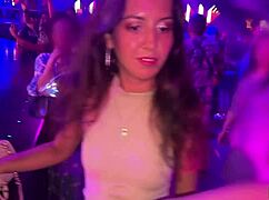 grabbed hot student slut fucked her tight holes rough in nightclub toilet!