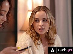 Petite Alexis Tae Scissors Passionately with Roommate Anna Claire Clouds