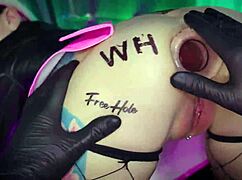 watch sluts gape asses with massive glass buttplugs in steamy lesbian toy play