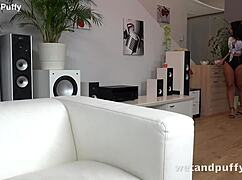 Gorgeous Curvy Teen Strips Toys Shaved Pussy Big Dildo Orgasm