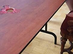 femdom stomps cum from huge cock under desk