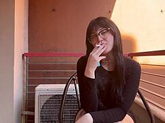 this argentinian teen's huge shaved ass bent over for pov creampie doggystyle blowjob.