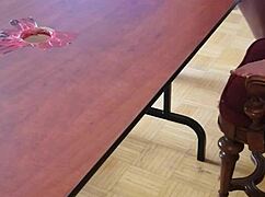 femdom stomps cum from huge cock under desk