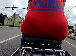 big ass housewife flashes curves on motorcycle gopro outdoors pt 1