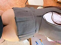 Petite shy latina student sucks and rides in uniform upskirt class