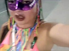 hey cutie flashes her big clit in the car during carnival fun