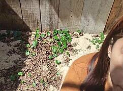 Caught me outdoors and earned my squirting pussy licking blowjob reward