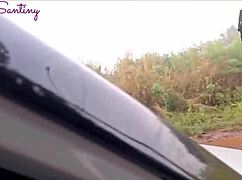 imagine my cop husband seeing me flash and fuck monster cock in car