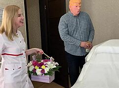 donald t's kinky nurse milf shaves juicy pussy in latex gloves!