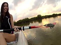 Blonde Flashes Big Boobs on Outdoor Boat