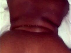 bbw ebony masseuse chokes on huge cock then swallows deep