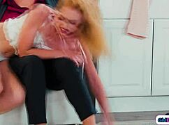 stepmom grabs stepteen over her knee and spanks her bare ass red for breaking the toy