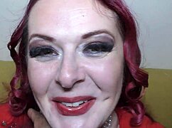 bold milf juliet redhead bares it all, sucking bbc bareback till hot cumshot in her pretty pov mouth.