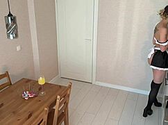 housekeeper sneaks dildo play on kitchen table... bonus or bust? 😏🔥